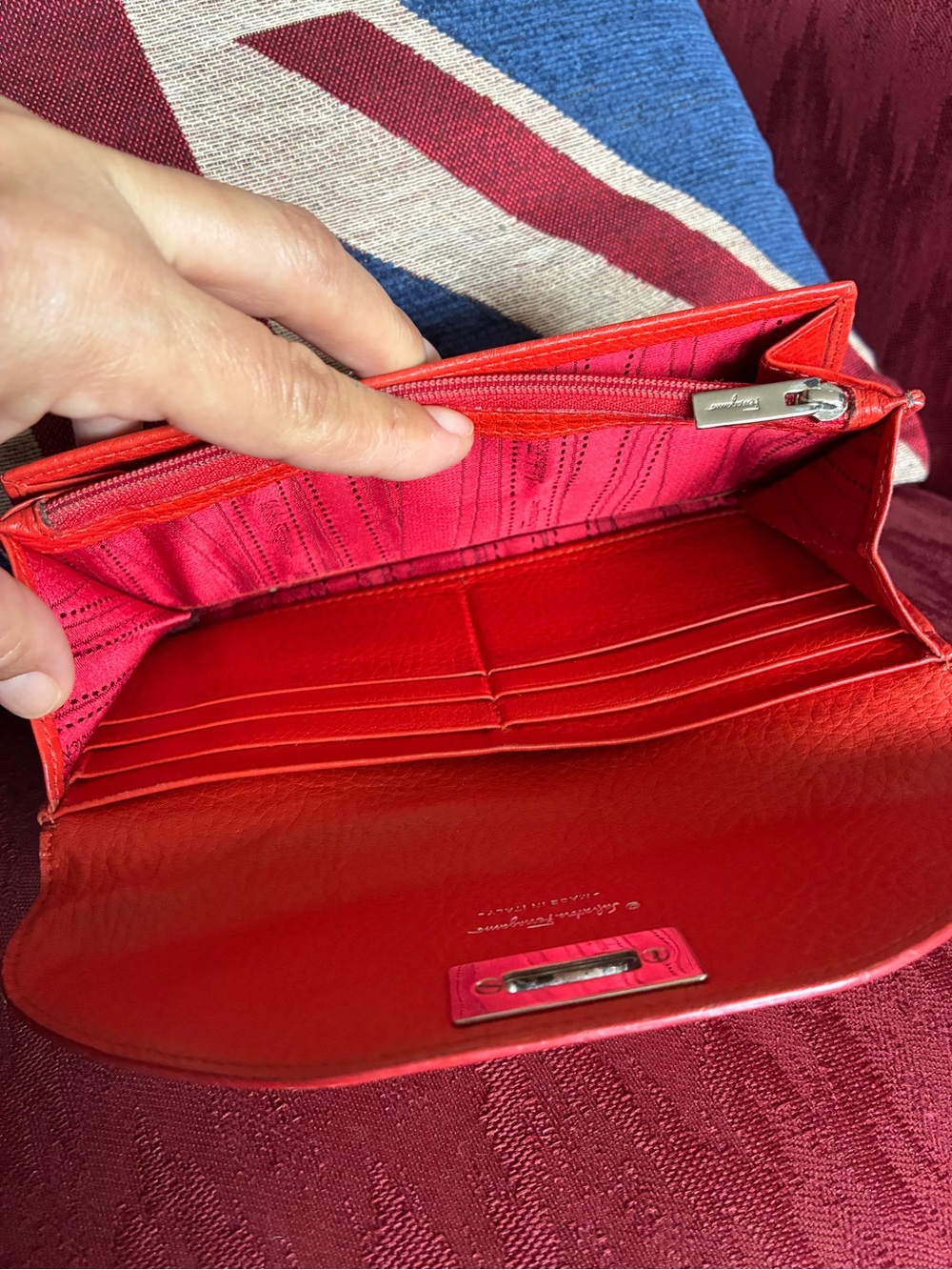 Salvatore Ferragamo Orange Pebbled Leather Clutch Purse with Original Papers - Picture 4 of 13
